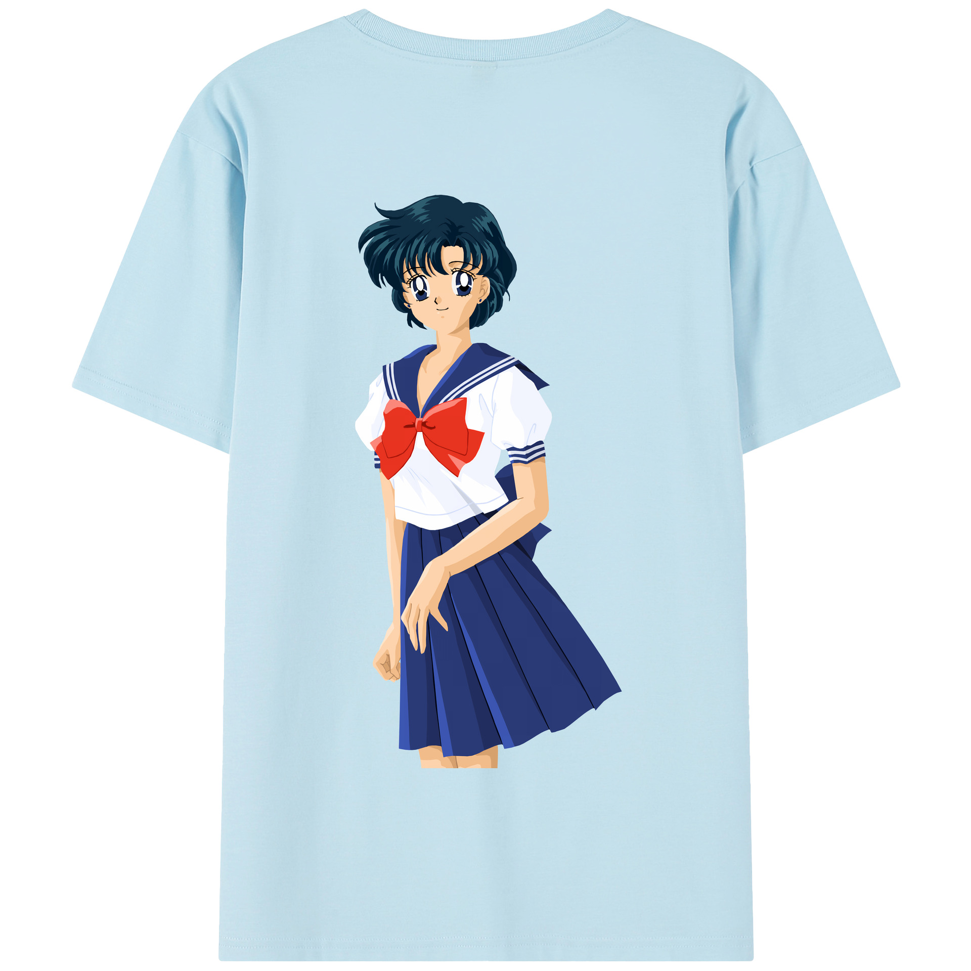 （画像用） 美少女戦士セーラームーン 水野 亜美 みずの あみ Sailor Moon Mizuno Ami 綿100％半袖Tシャツ（背面プリント）